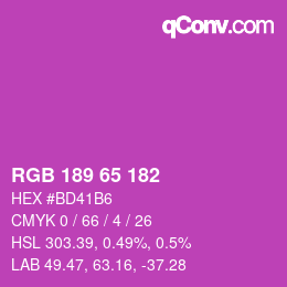 カラーコード: RGB 189 65 182 | qconv.com