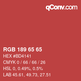 カラーコード: RGB 189 65 65 | qconv.com