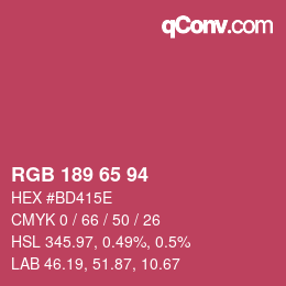 カラーコード: RGB 189 65 94 | qconv.com
