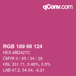 Color code: RGB 189 66 124 | qconv.com