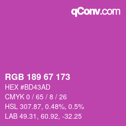颜色代码: RGB 189 67 173 | qconv.com