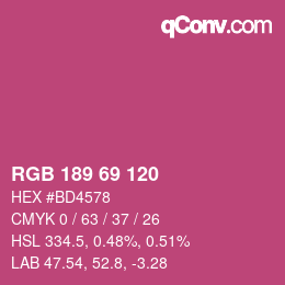 Farbcode: RGB 189 69 120 | qconv.com