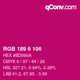 Color code: RGB 189 6 106 | qconv.com