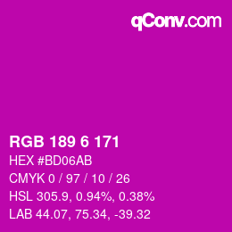 Color code: RGB 189 6 171 | qconv.com