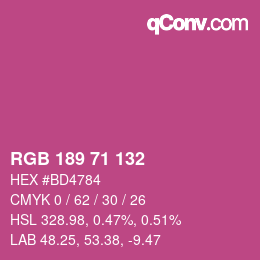 Color code: RGB 189 71 132 | qconv.com