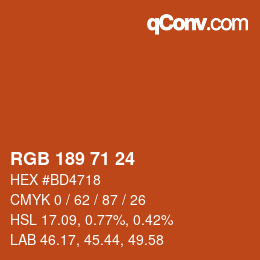 Farbcode: RGB 189 71 24 | qconv.com
