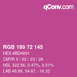 Color code: RGB 189 72 145 | qconv.com