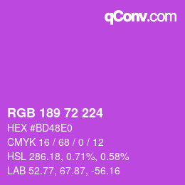 颜色代码: RGB 189 72 224 | qconv.com
