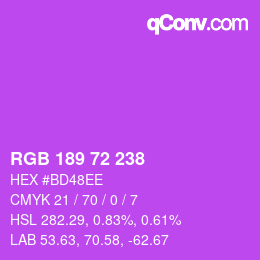 Color code: RGB 189 72 238 | qconv.com