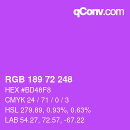 Color code: RGB 189 72 248 | qconv.com