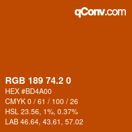 カラーコード: RGB 189 74.2 0 | qconv.com