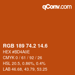 カラーコード: RGB 189 74.2 14.6 | qconv.com