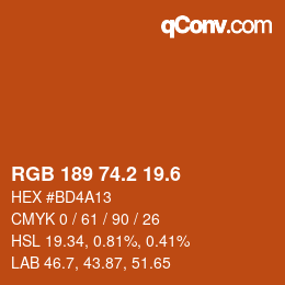 カラーコード: RGB 189 74.2 19.6 | qconv.com