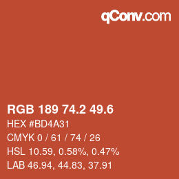 カラーコード: RGB 189 74.2 49.6 | qconv.com
