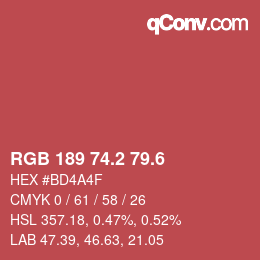 カラーコード: RGB 189 74.2 79.6 | qconv.com