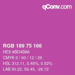 カラーコード: RGB 189 75 166 | qconv.com