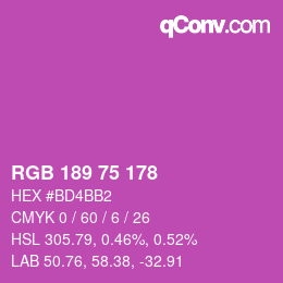カラーコード: RGB 189 75 178 | qconv.com