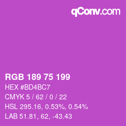 Color code: RGB 189 75 199 | qconv.com