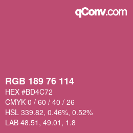 Color code: RGB 189 76 114 | qconv.com