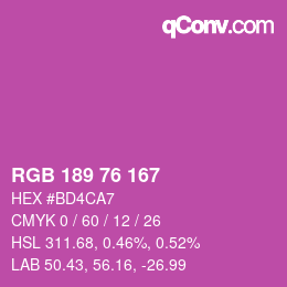 カラーコード: RGB 189 76 167 | qconv.com