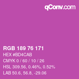 Color code: RGB 189 76 171 | qconv.com