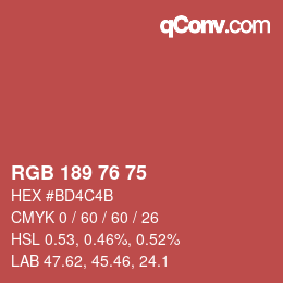 Código de color: RGB 189 76 75 | qconv.com