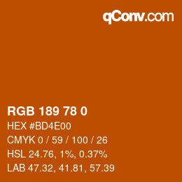 颜色代码: RGB 189 78 0 | qconv.com