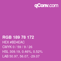 カラーコード: RGB 189 78 172 | qconv.com