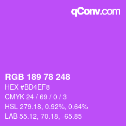 Color code: RGB 189 78 248 | qconv.com
