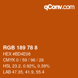 Color code: RGB 189 78 8 | qconv.com