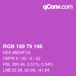 カラーコード: RGB 189 79 198 | qconv.com