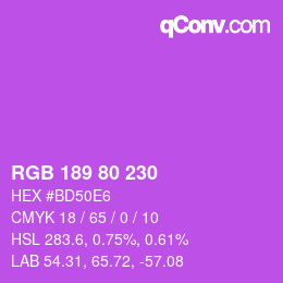 Color code: RGB 189 80 230 | qconv.com
