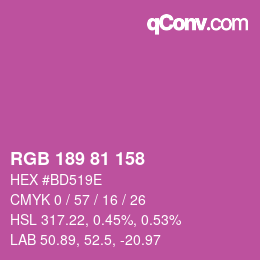 カラーコード: RGB 189 81 158 | qconv.com