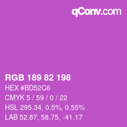 Color code: RGB 189 82 198 | qconv.com