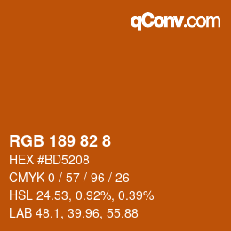 Color code: RGB 189 82 8 | qconv.com