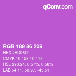 Color code: RGB 189 86 209 | qconv.com