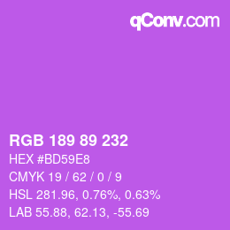 Color code: RGB 189 89 232 | qconv.com