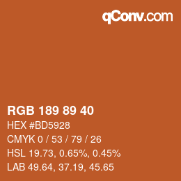 Color code: RGB 189 89 40 | qconv.com