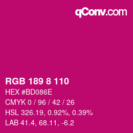 Color code: RGB 189 8 110 | qconv.com