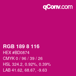 Color code: RGB 189 8 116 | qconv.com