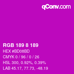 Color code: RGB 189 8 189 | qconv.com