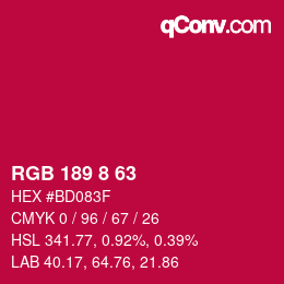 Color code: RGB 189 8 63 | qconv.com