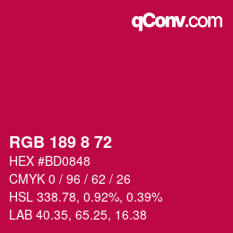 Color code: RGB 189 8 72 | qconv.com