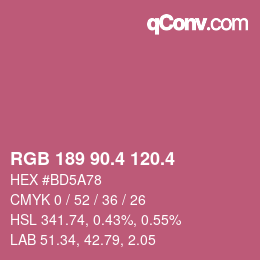 カラーコード: RGB 189 90.4 120.4 | qconv.com
