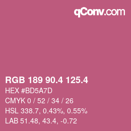 カラーコード: RGB 189 90.4 125.4 | qconv.com