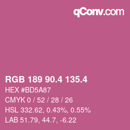 カラーコード: RGB 189 90.4 135.4 | qconv.com