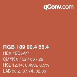 カラーコード: RGB 189 90.4 65.4 | qconv.com