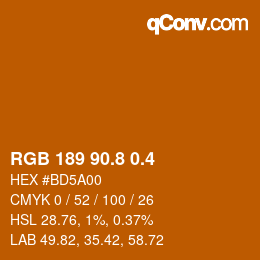 カラーコード: RGB 189 90.8 0.4 | qconv.com