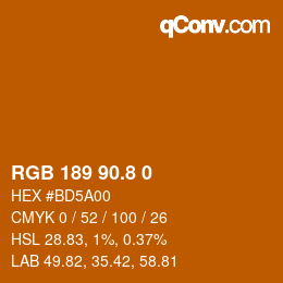 カラーコード: RGB 189 90.8 0 | qconv.com