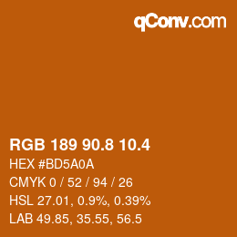 カラーコード: RGB 189 90.8 10.4 | qconv.com